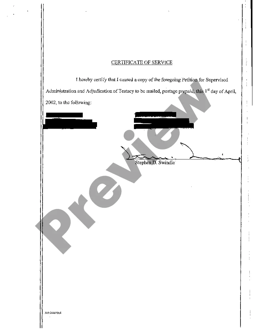 Preview A05 Petition for Supervised Administration and Adjudication of Testacy