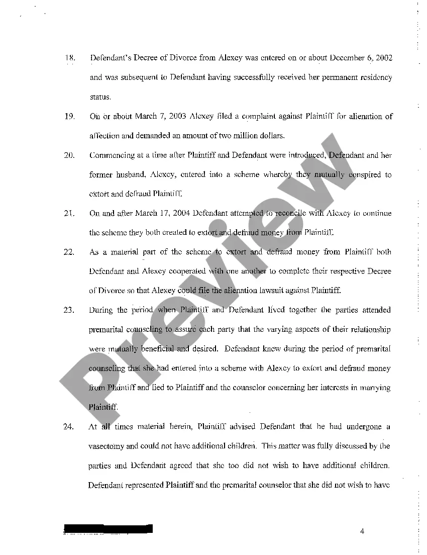 Preview A01 Complaint - Fraud - Misrepresentation and Conspiracy to Commit Fraud regarding Engagement ring