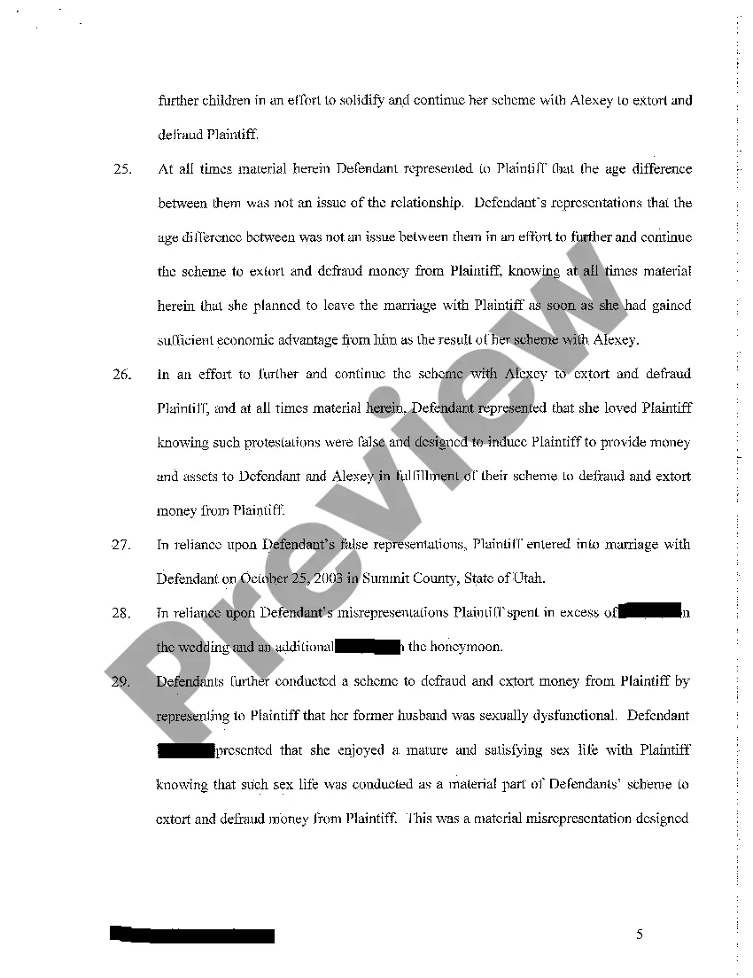 Preview A01 Complaint - Fraud - Misrepresentation and Conspiracy to Commit Fraud regarding Engagement ring