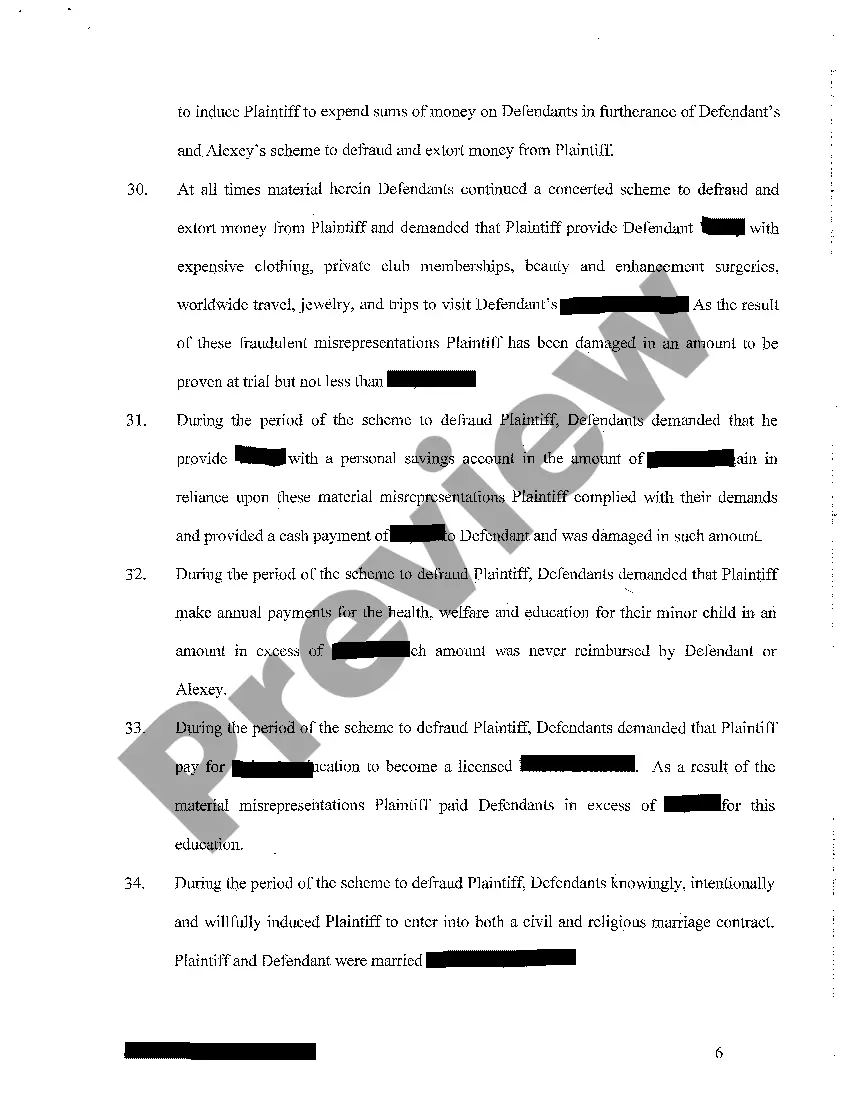 Preview A01 Complaint - Fraud - Misrepresentation and Conspiracy to Commit Fraud regarding Engagement ring