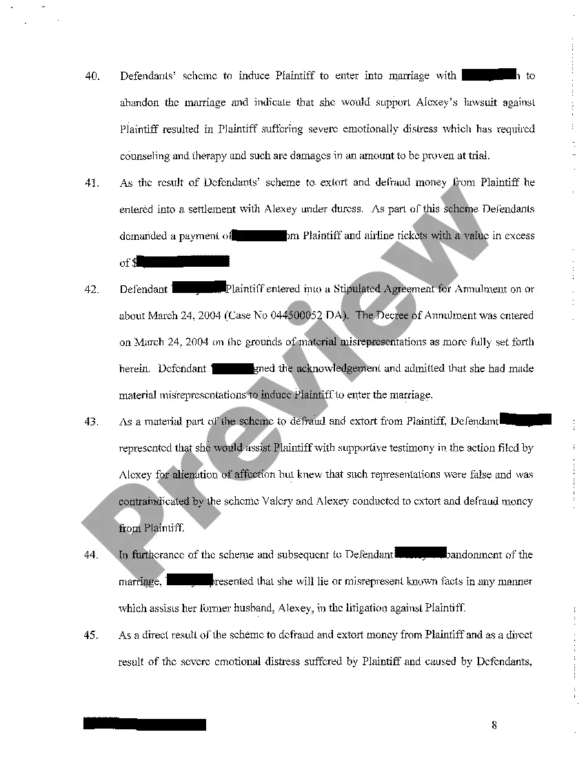 Preview A01 Complaint - Fraud - Misrepresentation and Conspiracy to Commit Fraud regarding Engagement ring