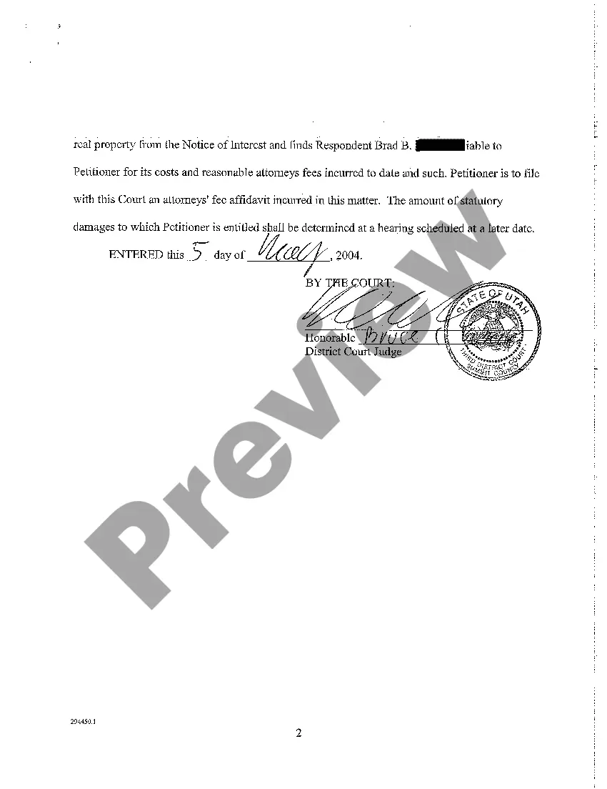 Get A08 Order Establishing a Wrongful Lien Preview A08 Order Establishing a Wrongful Lien