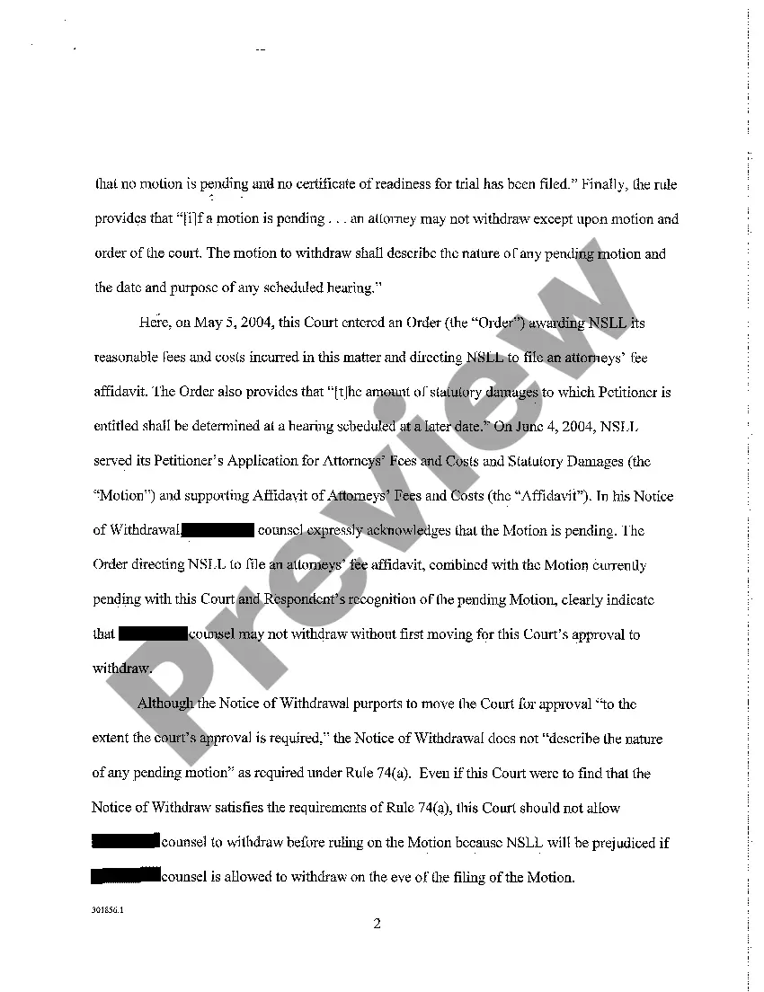 Preview A09 Petitioner's Objection to Withdrawal of Counsel