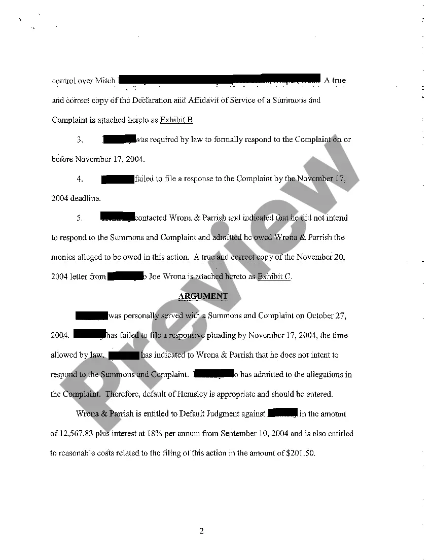 Preview A02 Motion and Memorandum for Entry of Default Judgment