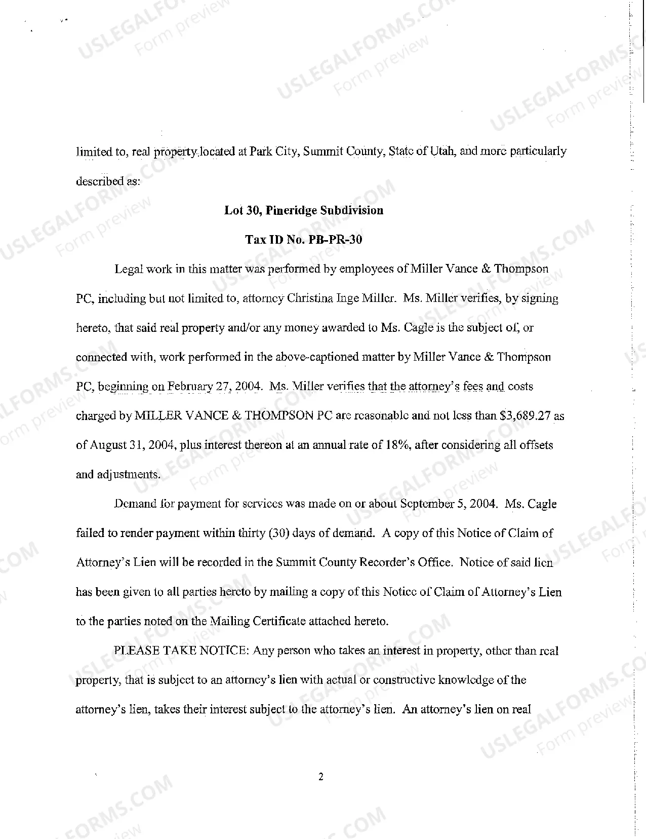 Preview A02 Notice of Claim of Attorney's Lien