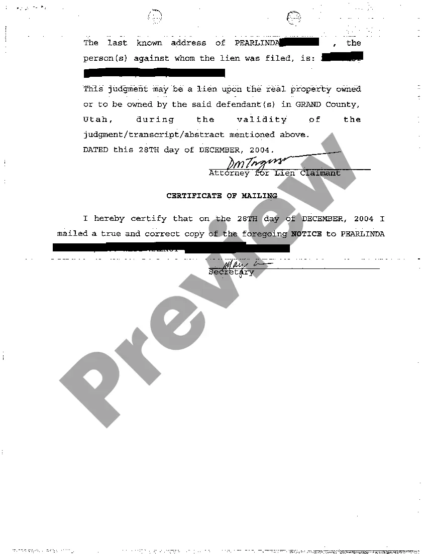 Preview A01 Notice of Entry of Judgment and Notice of Judgment Lien