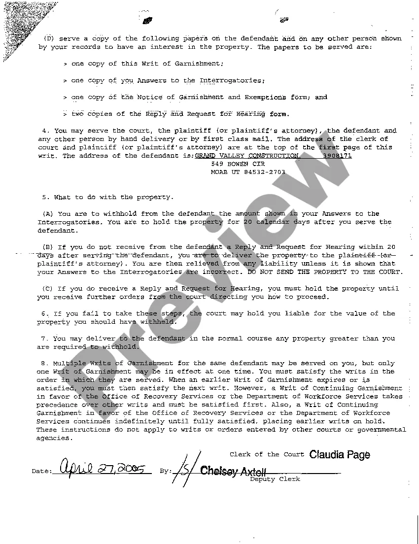 Get A02 Writ of Garnishment and Instructions Preview A02 Writ of Garnishment and Instructions