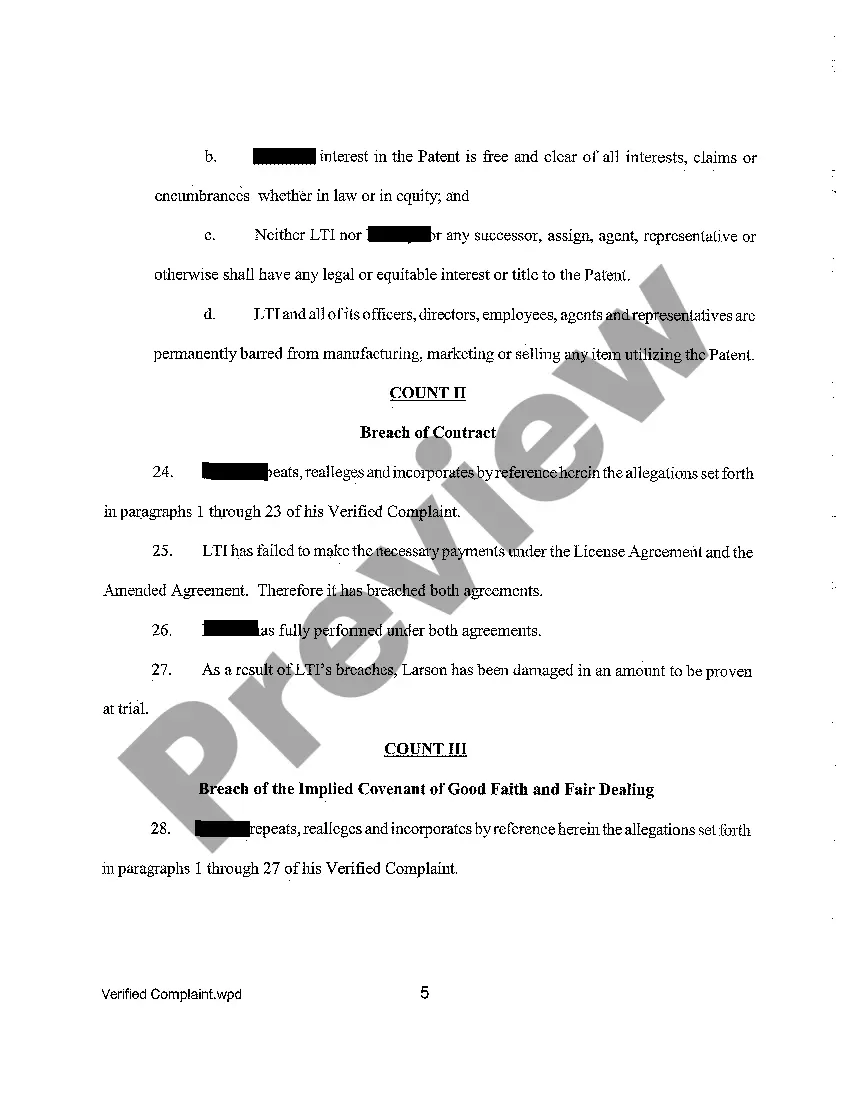 Get A01 Verified Complaint - Declaratory Judgment, Breach of Contract and Covenant of Good Faith and Fair Dealing, and Permanent Injunction Preview A01 Verified Complaint - Declaratory Judgment, Breach of Contract and Covenant of Good Faith and Fair Dealing, and Permanent Injunction