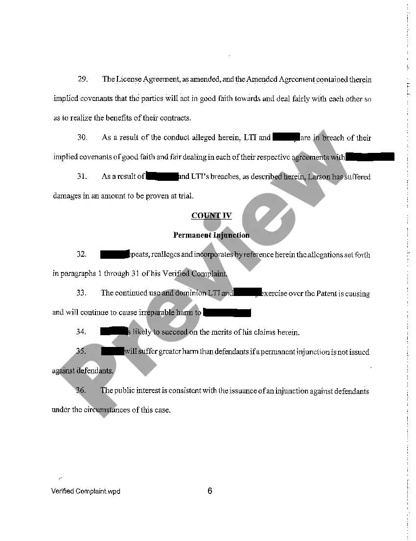 Get A01 Verified Complaint - Declaratory Judgment, Breach of Contract and Covenant of Good Faith and Fair Dealing, and Permanent Injunction Preview A01 Verified Complaint - Declaratory Judgment, Breach of Contract and Covenant of Good Faith and Fair Dealing, and Permanent Injunction