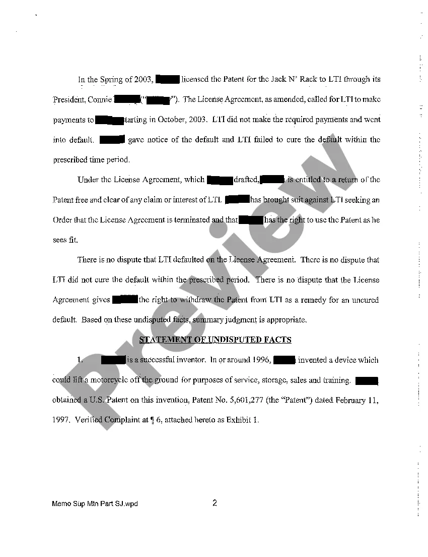 Preview A05 Plaintiff's Memorandum in Support of Motion for Partial Summary Judgment