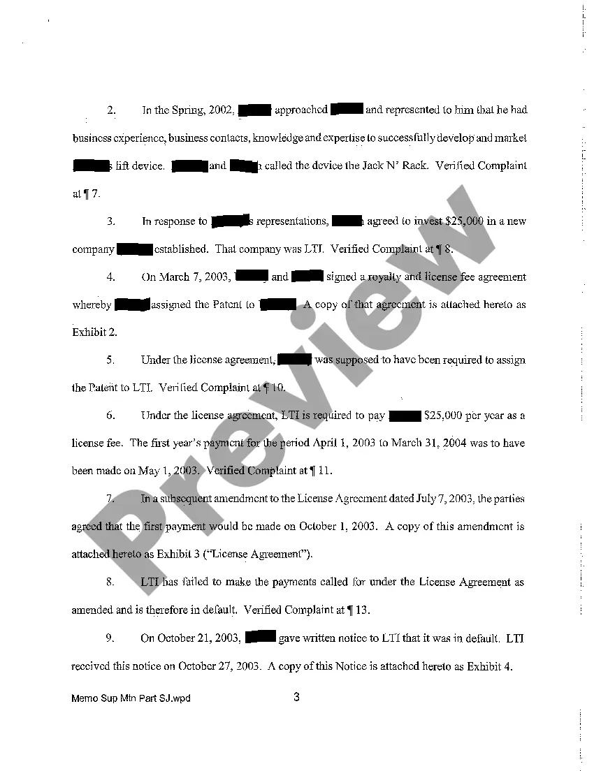 Preview A05 Plaintiff's Memorandum in Support of Motion for Partial Summary Judgment