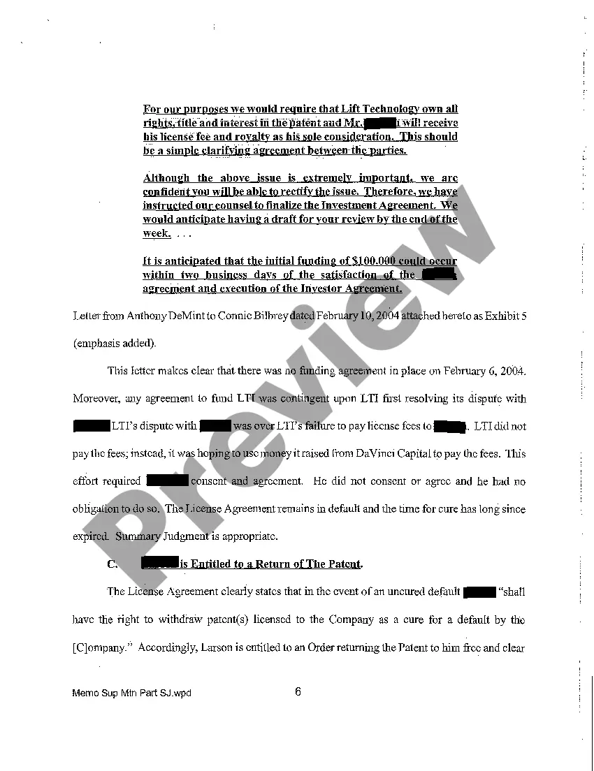 Preview A05 Plaintiff's Memorandum in Support of Motion for Partial Summary Judgment