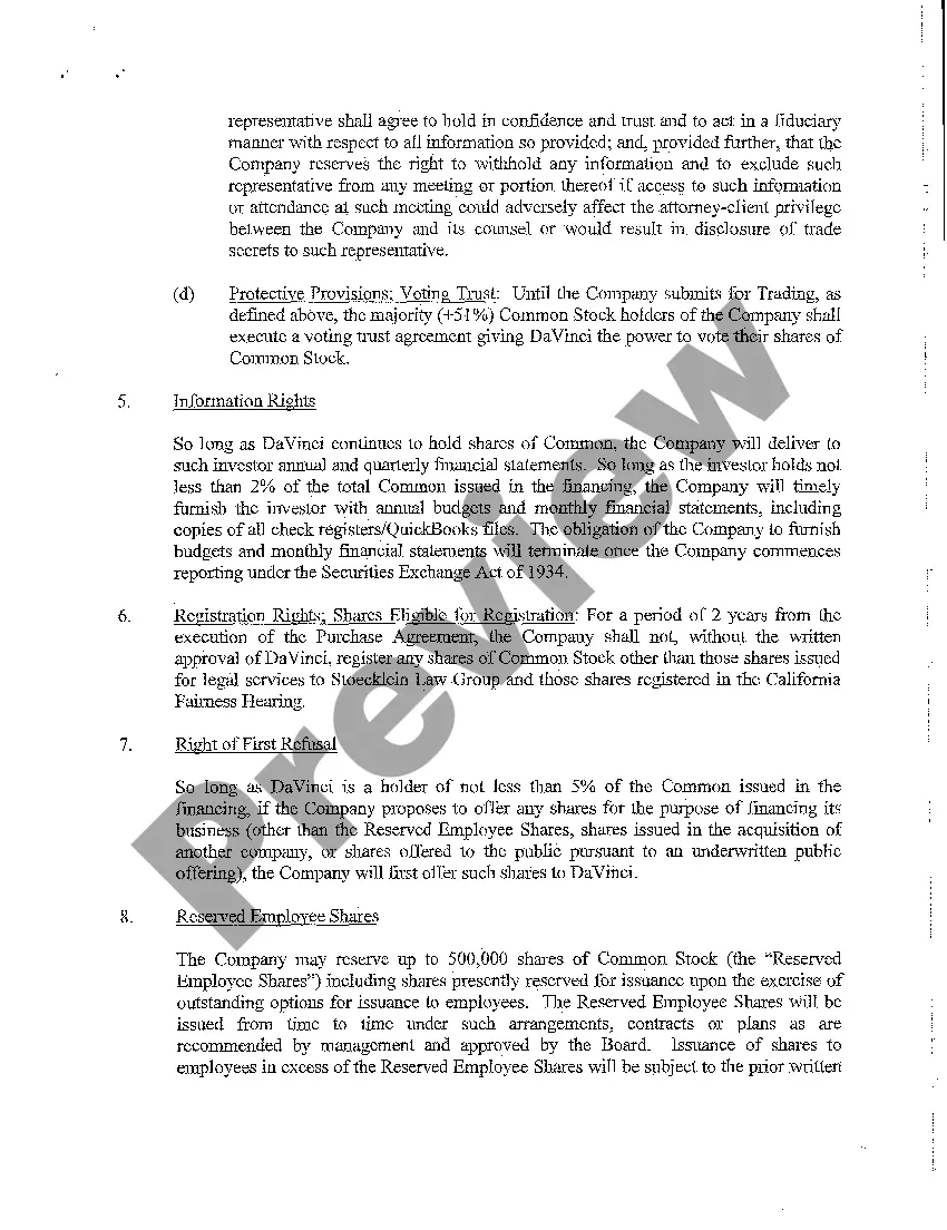 Preview A08 Memorandum of Terms for Private Placement of Equity Securities in Defendant