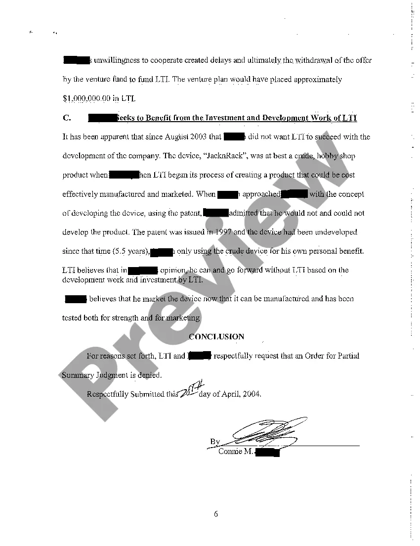 Preview A11 Response to Memorandum in Support of Plaintiff's Motion for Partial Summary Judgment