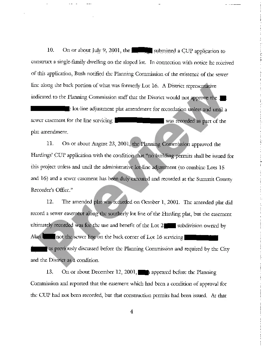 Preview A02 Petition For Declaratory and Injunctive Relief Declaring Prescriptive Easement on Residential Lots by Municipality