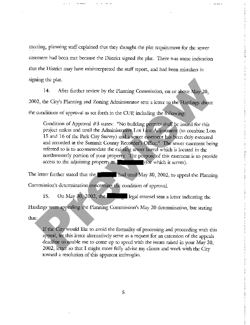 Preview A02 Petition For Declaratory and Injunctive Relief Declaring Prescriptive Easement on Residential Lots by Municipality