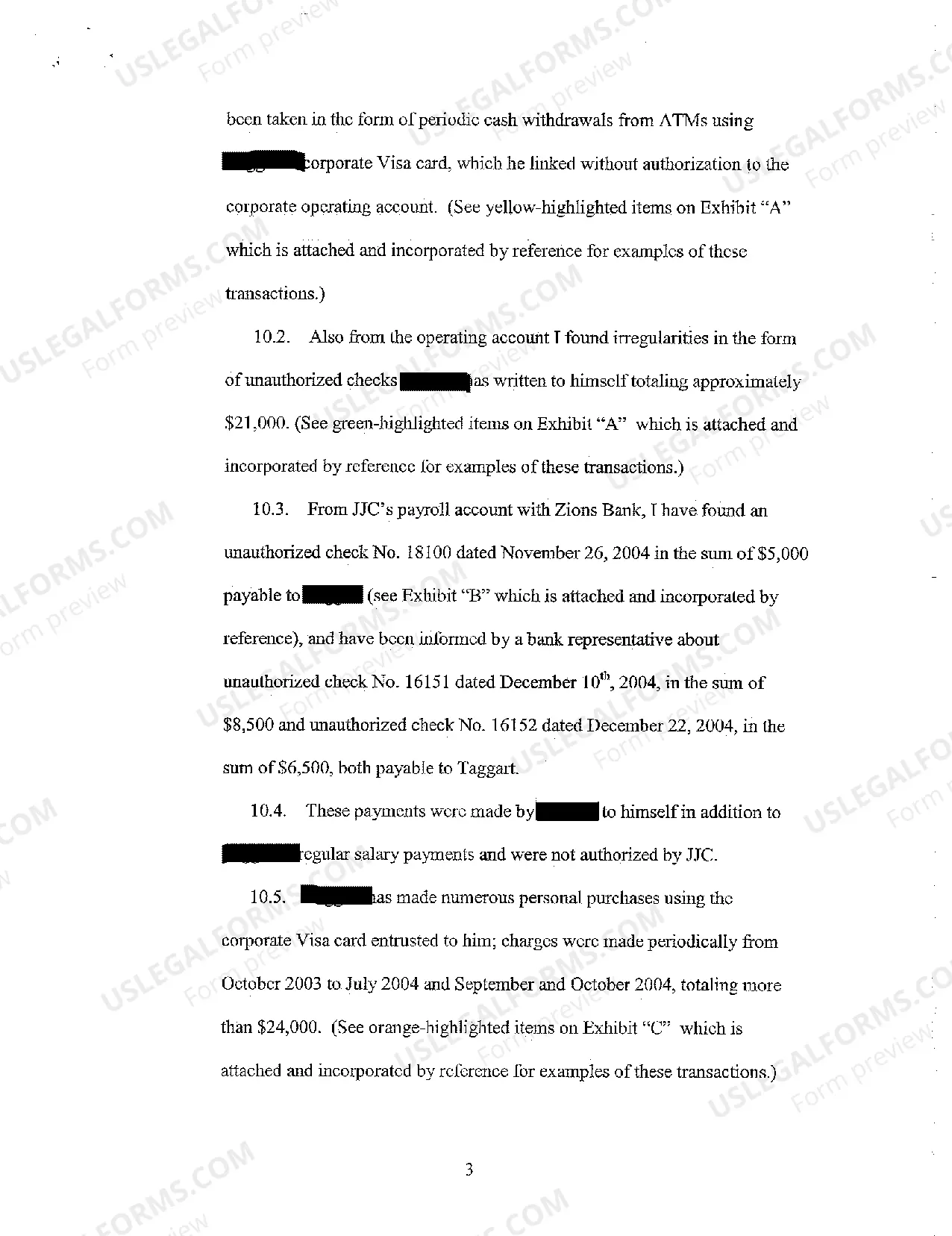 Preview A01 Verified Complaint - Defalcation, Embezzlement, Theft, Conversion