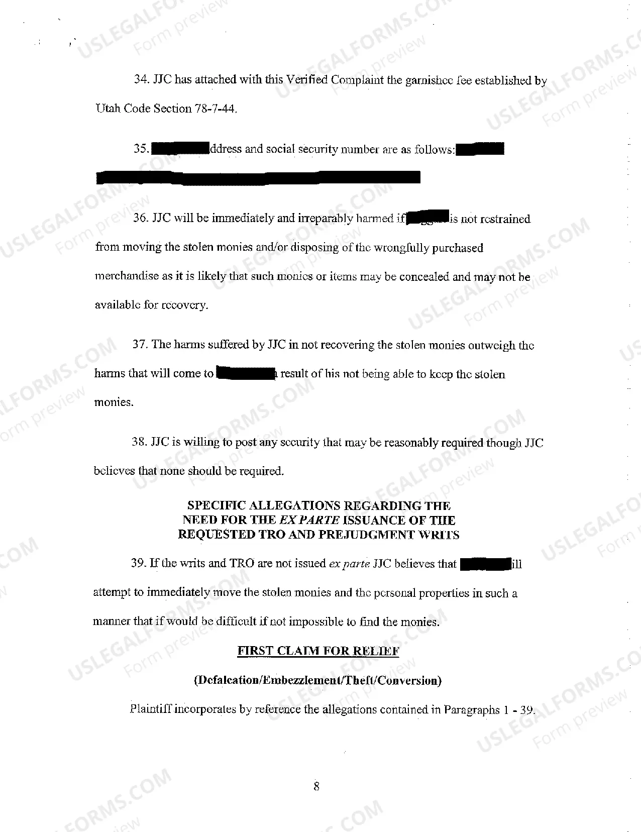 Preview A01 Verified Complaint - Defalcation, Embezzlement, Theft, Conversion