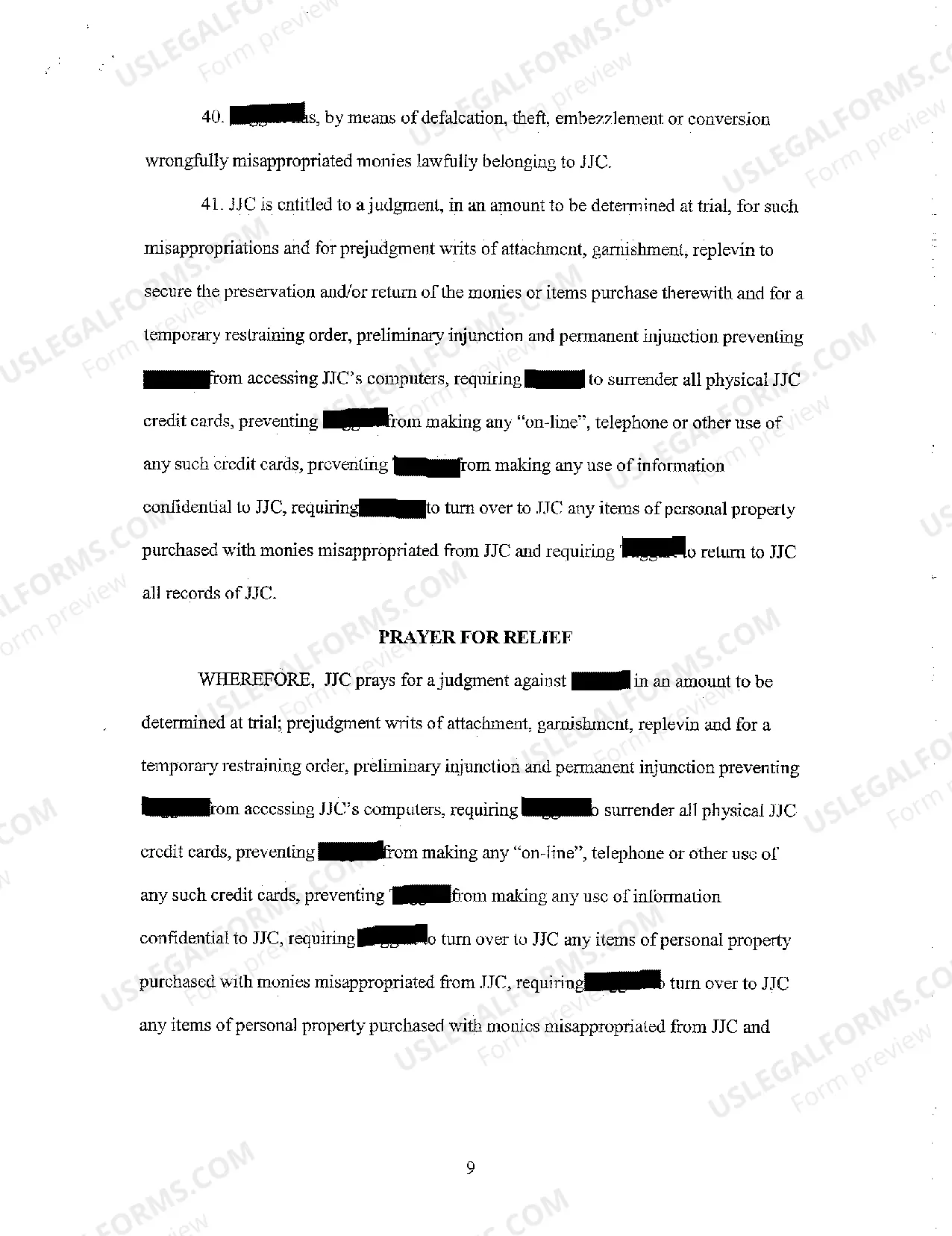 Preview A01 Verified Complaint - Defalcation, Embezzlement, Theft, Conversion