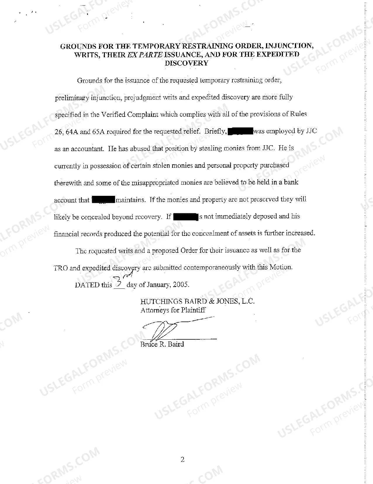 Preview A03 Ex Parte Motion For Prejudgment Writs, Temporary Restraining Order and Preliminary Injunction and Order for Expedited Discovery