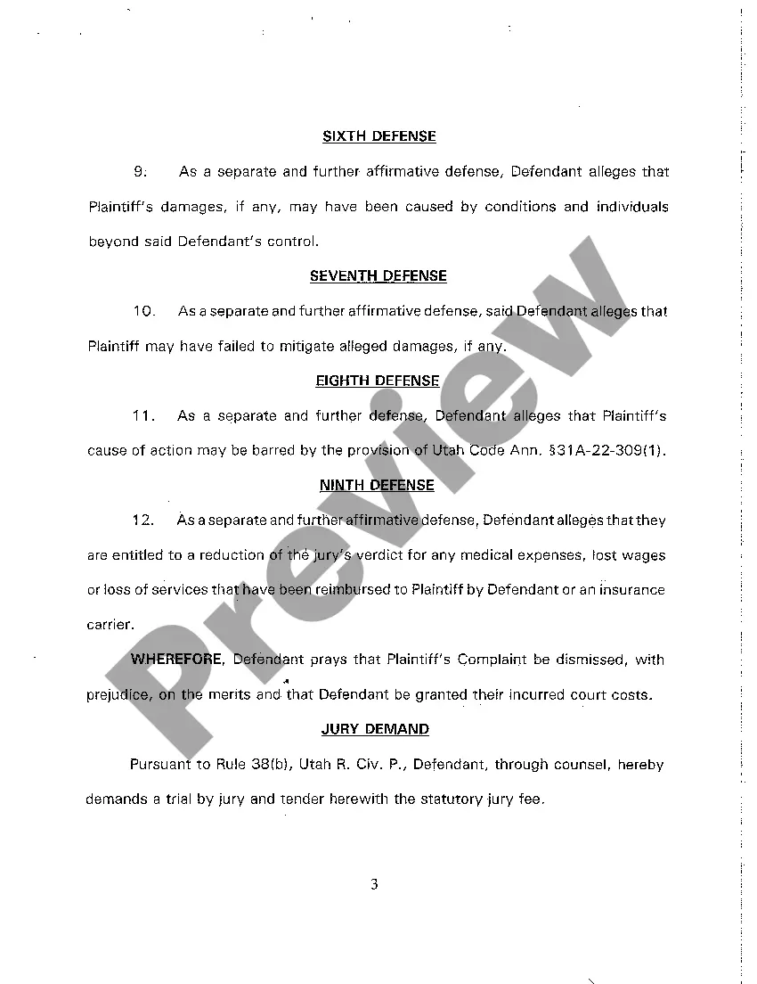Preview A02 Answer to Complaint and Demand for Jury Trail