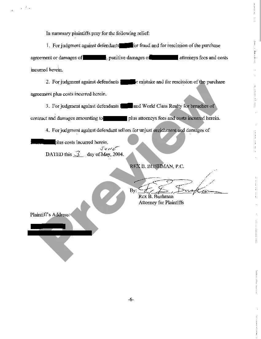 Get A01 Complaint - Against Realtors for Fraud, Mistake, Breach of Contract, Unjust Enrichment Preview A01 Complaint - Against Realtors for Fraud, Mistake, Breach of Contract, Unjust Enrichment