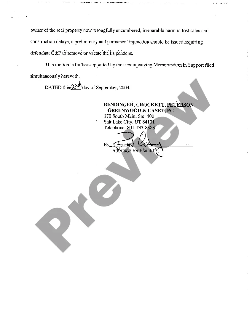 Preview A02 Plaintiff's Motion for Temporary Restraining Order and Preliminary Injunction Ordering Defendant to Remove Lis Pendens