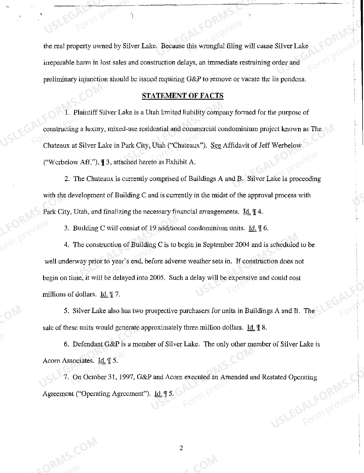 Preview A03 Memorandum in Support of Plaintiff's Motion for Temporary Restraining Order and Preliminary Injunction Ordering Defendant to Remove Lis Pendens