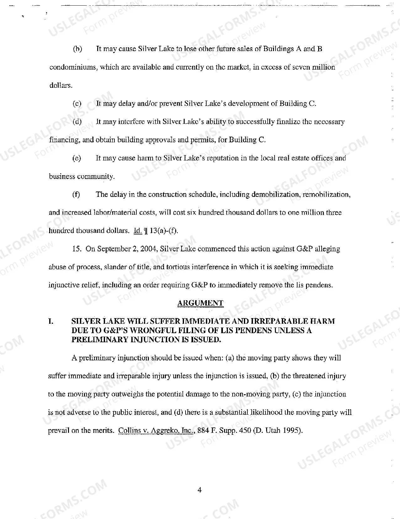 Preview A03 Memorandum in Support of Plaintiff's Motion for Temporary Restraining Order and Preliminary Injunction Ordering Defendant to Remove Lis Pendens