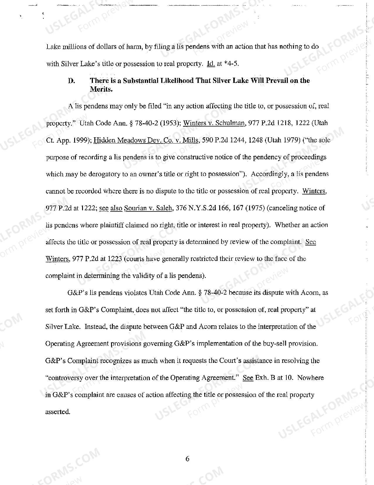 Preview A03 Memorandum in Support of Plaintiff's Motion for Temporary Restraining Order and Preliminary Injunction Ordering Defendant to Remove Lis Pendens