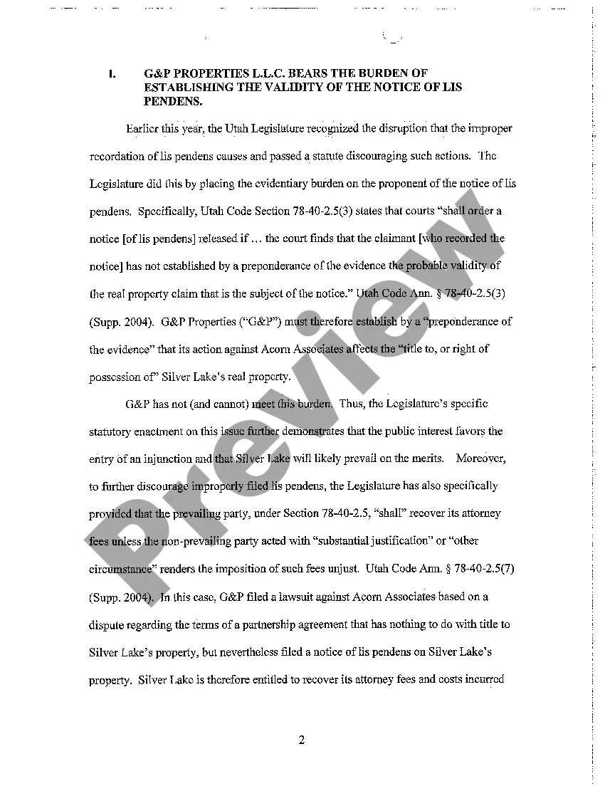 Preview A04 Plaintiff's Supplemental Memorandum in Support of Motion for Temporary Restraining Order and Preliminary Injunction Ordering Defendant to Remove Lis Pendens