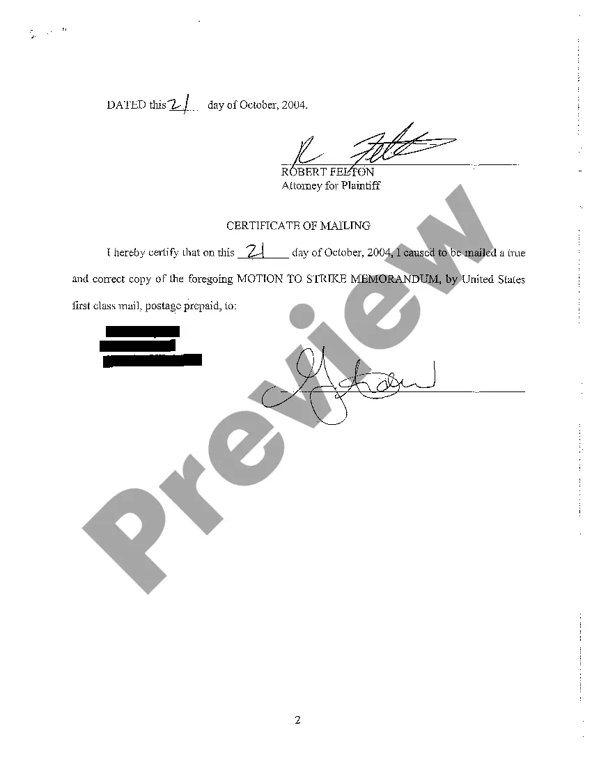 Preview A03 Motion to Strike Memorandum by Plaintiff