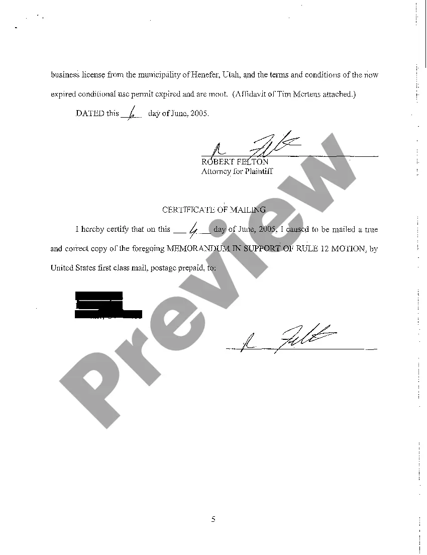 Preview A05 Memorandum in Support of Motion to Dismiss and For More Definite Statement