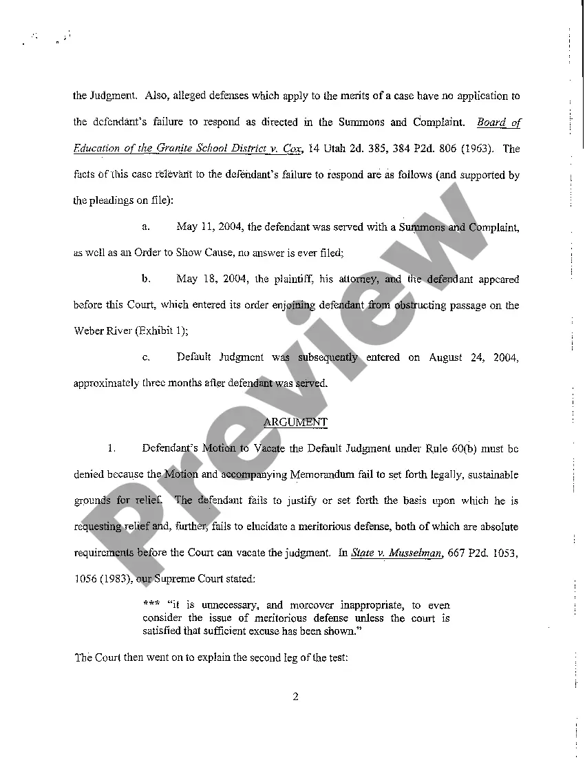Get A17 Memorandum in Opposition to Defendant's Motion to Vacate Default Judgment Preview A17 Memorandum in Opposition to Defendant's Motion to Vacate Default Judgment
