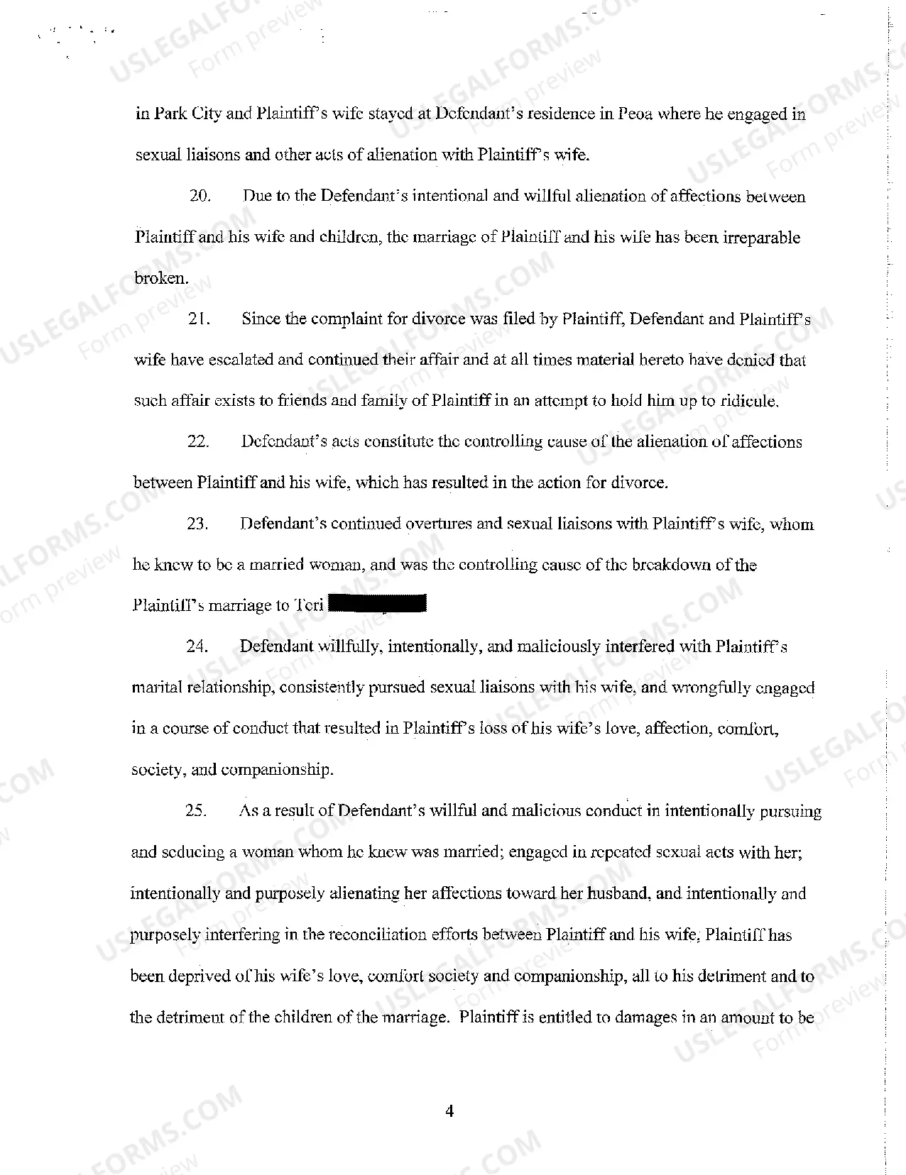 Preview A01 Verified Complaint and Jury Demand - Alienation of Affections