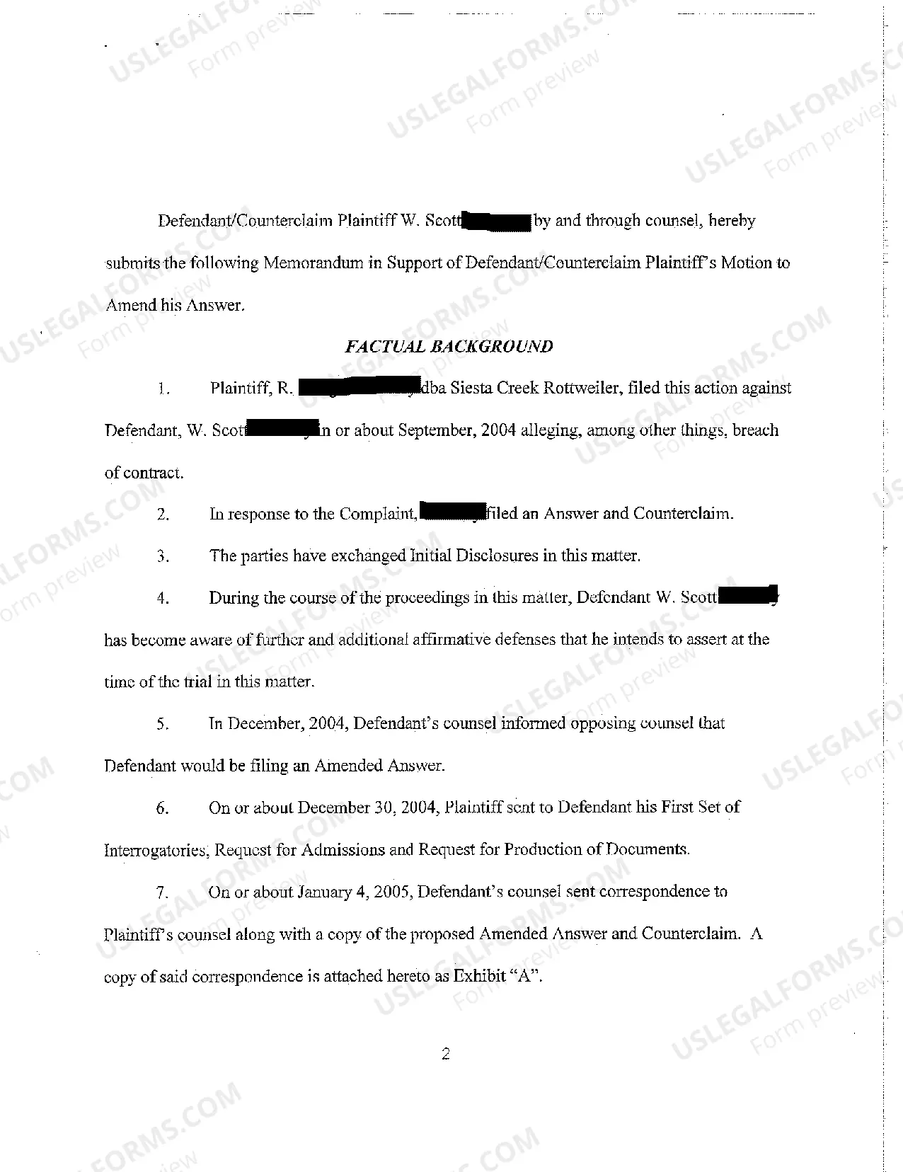 Preview A04 Memorandum in Support of Motion to Amend Answer