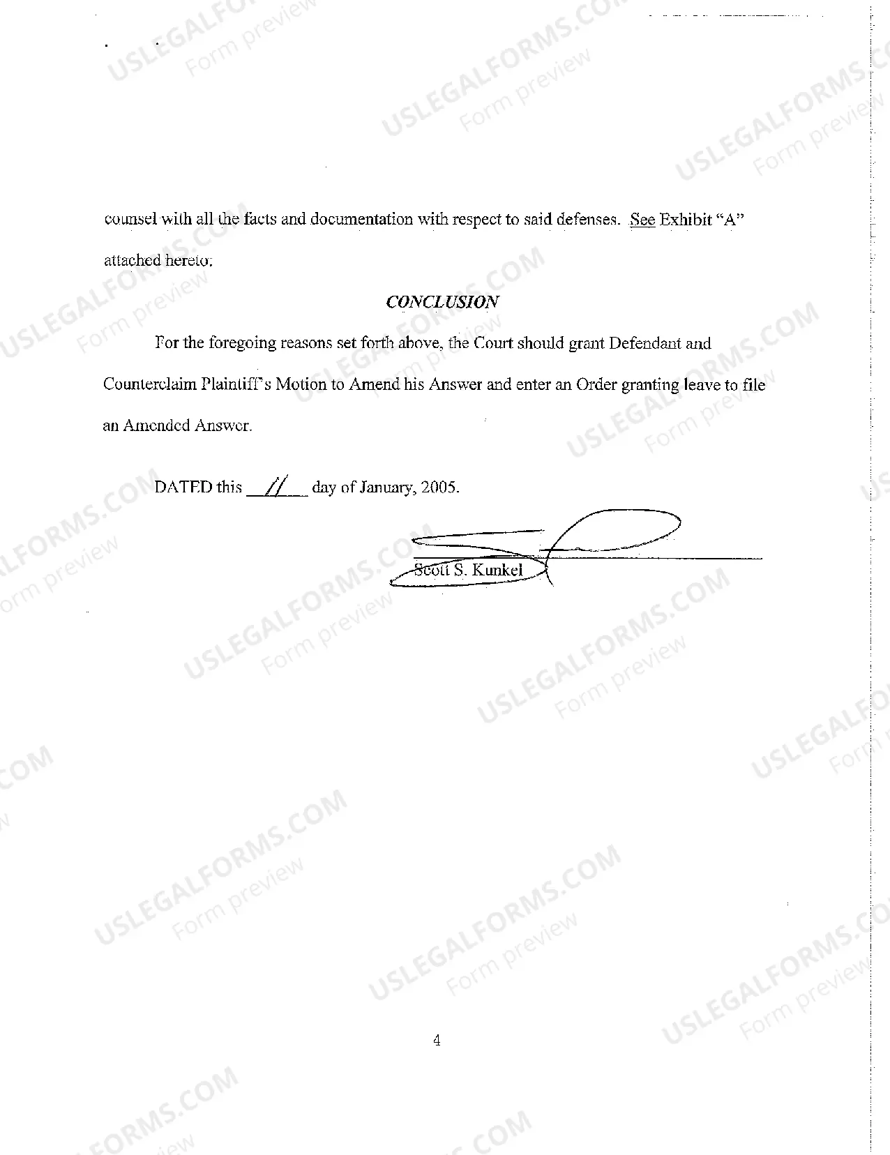 Preview A04 Memorandum in Support of Motion to Amend Answer