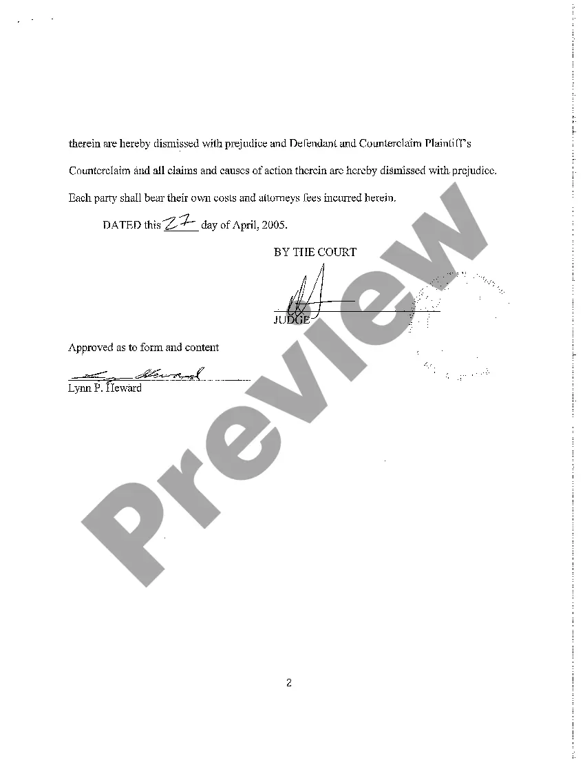 Preview A10 Order of Dismissal with Prejudice Due to Settlement