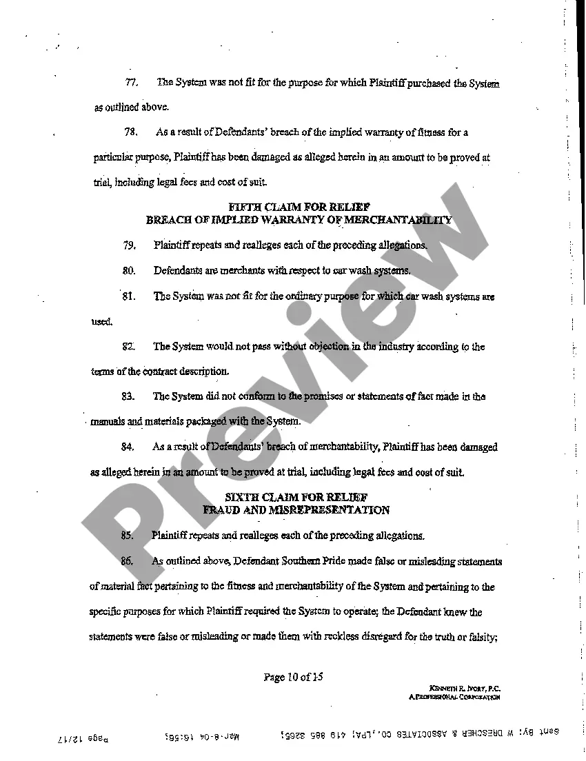 Get A01 Complaint - Breach of Contract, Covenant of Good Faith and Fair Dealing, Breach of Express and Implied Warranties Preview A01 Complaint - Breach of Contract, Covenant of Good Faith and Fair Dealing, Breach of Express and Implied Warranties