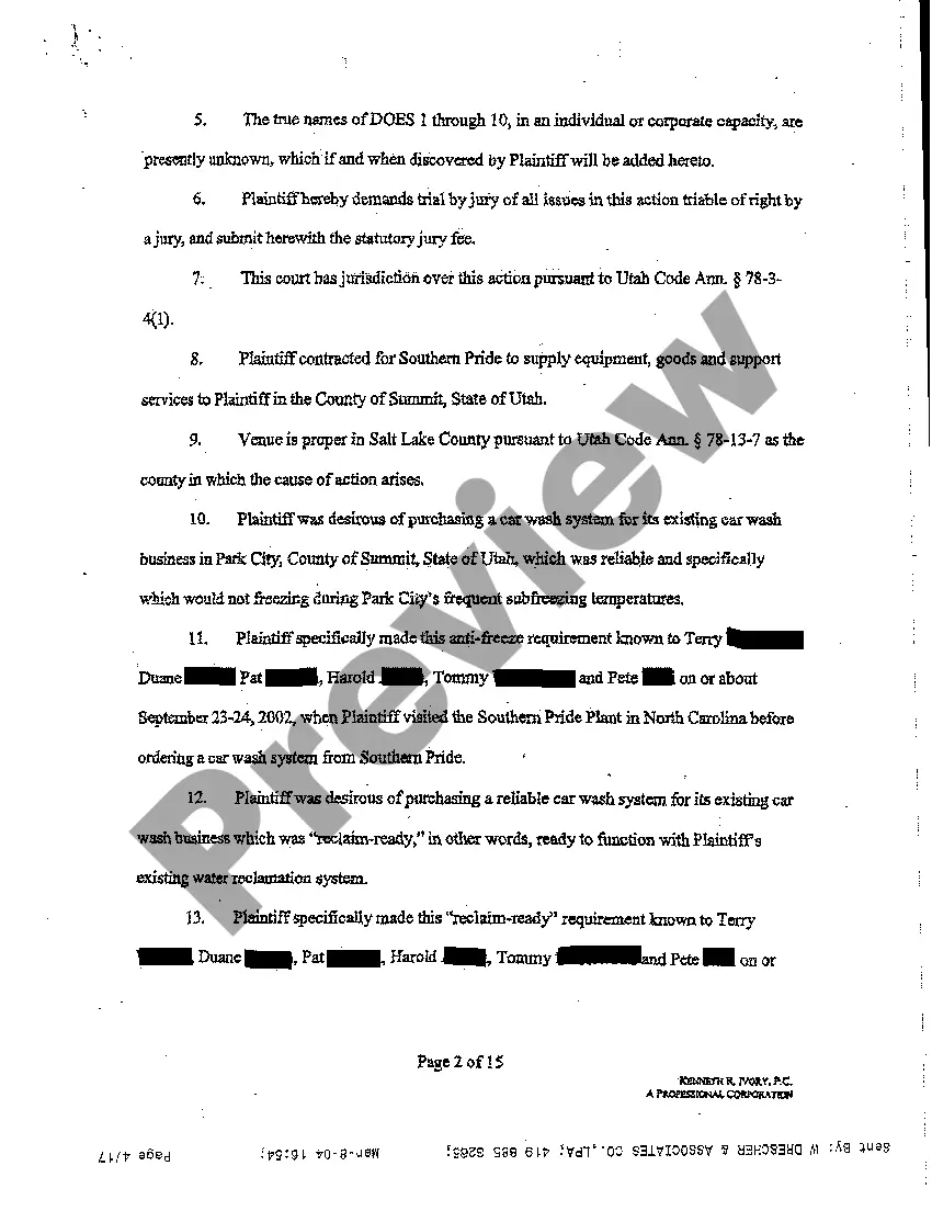 Get A01 Complaint - Breach of Contract, Covenant of Good Faith and Fair Dealing, Breach of Express and Implied Warranties Preview A01 Complaint - Breach of Contract, Covenant of Good Faith and Fair Dealing, Breach of Express and Implied Warranties