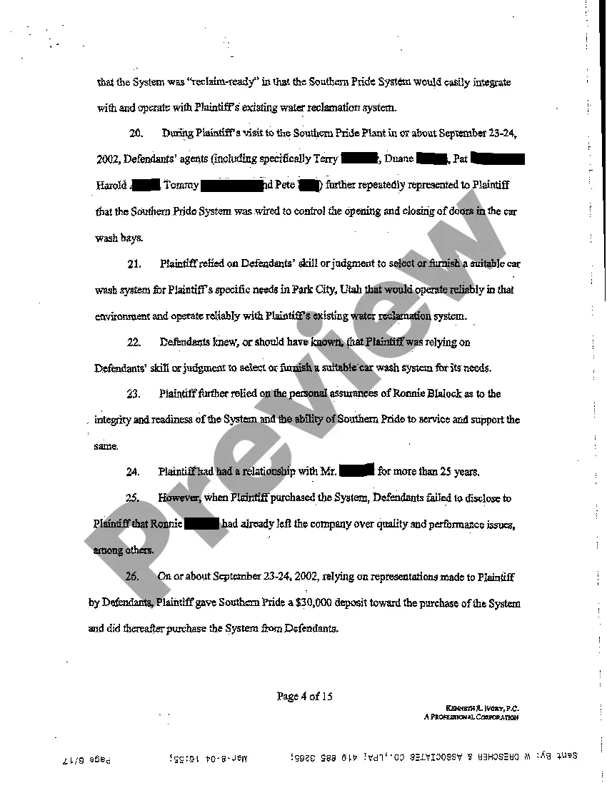 Get A01 Complaint - Breach of Contract, Covenant of Good Faith and Fair Dealing, Breach of Express and Implied Warranties Preview A01 Complaint - Breach of Contract, Covenant of Good Faith and Fair Dealing, Breach of Express and Implied Warranties