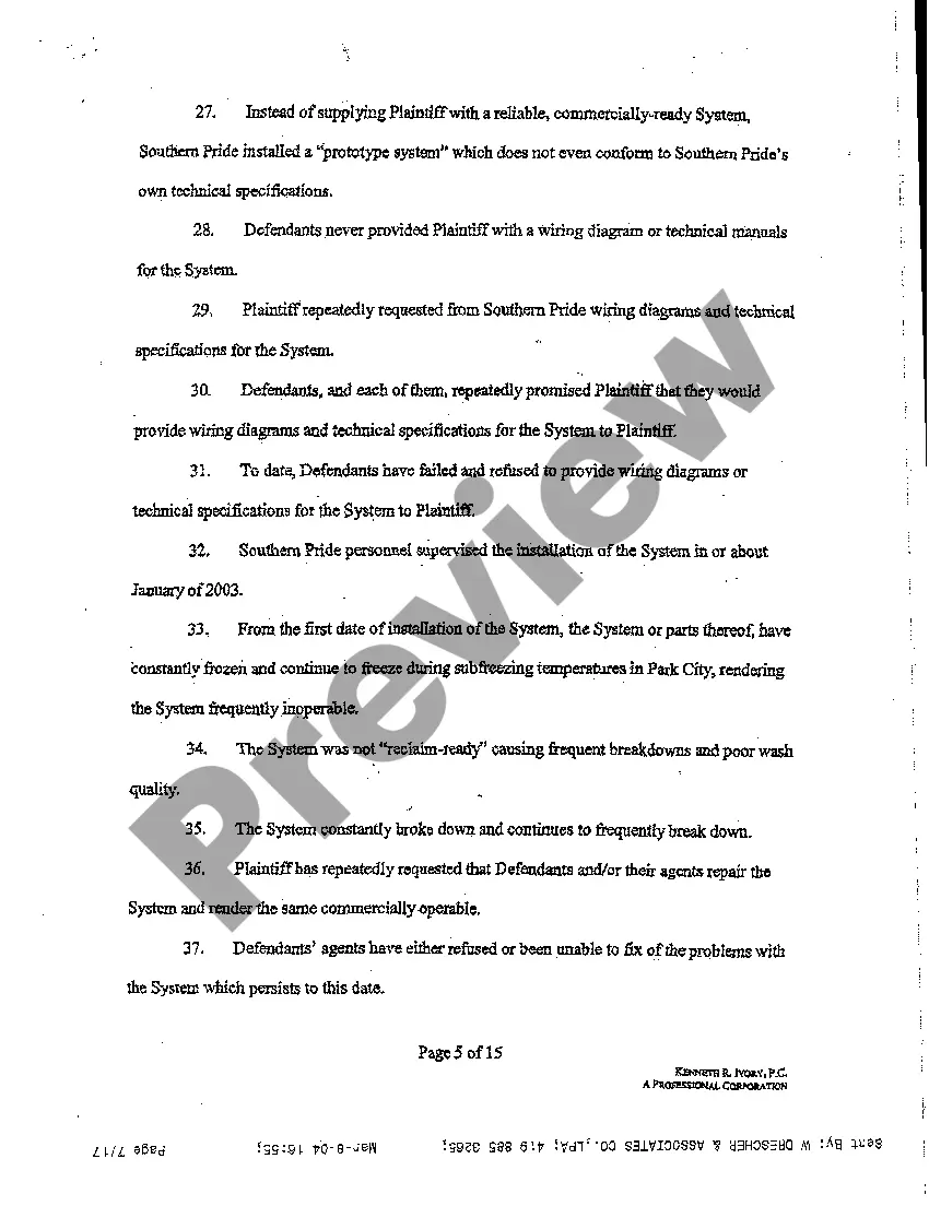 Get A01 Complaint - Breach of Contract, Covenant of Good Faith and Fair Dealing, Breach of Express and Implied Warranties Preview A01 Complaint - Breach of Contract, Covenant of Good Faith and Fair Dealing, Breach of Express and Implied Warranties