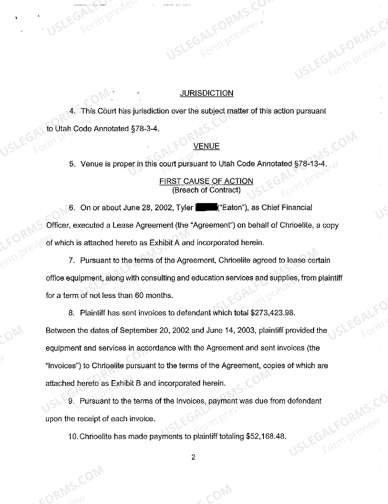 Pleading Claim On Personal Guarantee For Commercial Lease US Legal Forms