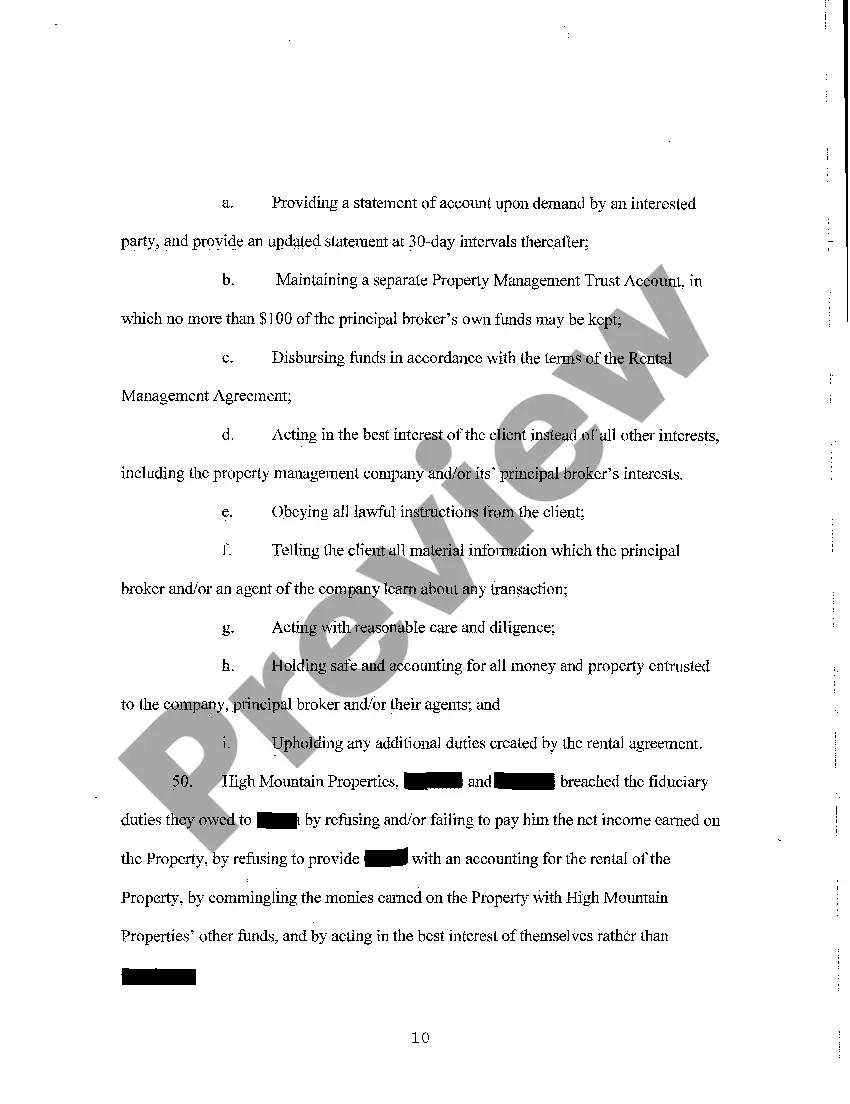 Get A01 Complaint - Breach of Contract, Breach of Implied Covenant, Conversion, Breach of Fiduciary Duty, Negligence, Misrepresentation, Fraud Preview A01 Complaint - Breach of Contract, Breach of Implied Covenant, Conversion, Breach of Fiduciary Duty, Negligence, Misrepresentation, Fraud