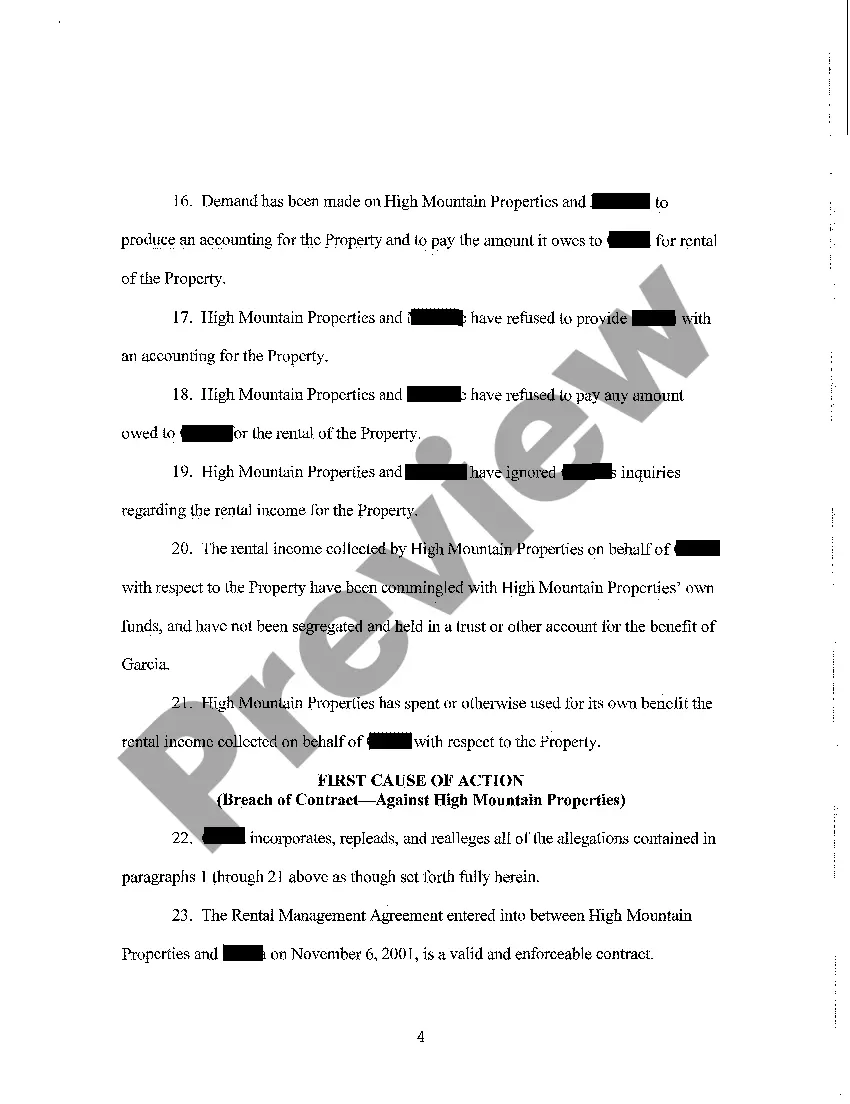 Get A01 Complaint - Breach of Contract, Breach of Implied Covenant, Conversion, Breach of Fiduciary Duty, Negligence, Misrepresentation, Fraud Preview A01 Complaint - Breach of Contract, Breach of Implied Covenant, Conversion, Breach of Fiduciary Duty, Negligence, Misrepresentation, Fraud