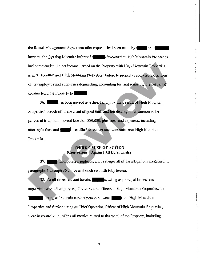 Get A01 Complaint - Breach of Contract, Breach of Implied Covenant, Conversion, Breach of Fiduciary Duty, Negligence, Misrepresentation, Fraud Preview A01 Complaint - Breach of Contract, Breach of Implied Covenant, Conversion, Breach of Fiduciary Duty, Negligence, Misrepresentation, Fraud