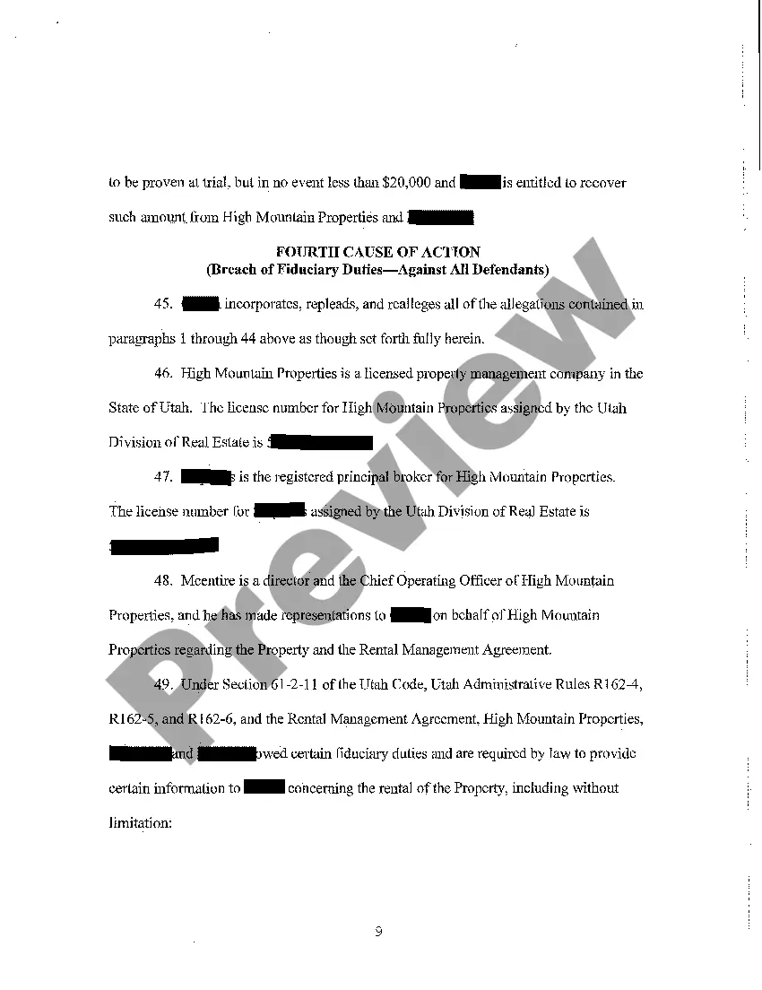 Get A01 Complaint - Breach of Contract, Breach of Implied Covenant, Conversion, Breach of Fiduciary Duty, Negligence, Misrepresentation, Fraud Preview A01 Complaint - Breach of Contract, Breach of Implied Covenant, Conversion, Breach of Fiduciary Duty, Negligence, Misrepresentation, Fraud