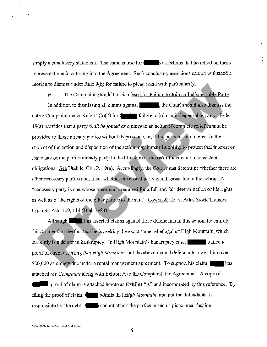 Preview A05 Memorandum in Support of Defendant's Motion to Dismiss Plaintiff's Complaint