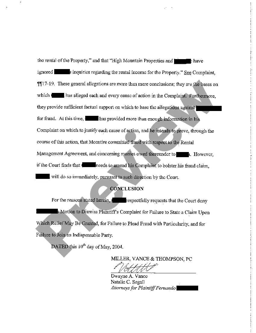 Preview A07 Memorandum in Opposition to Defendant's Motion to Dismiss Plaintiff's Complaint