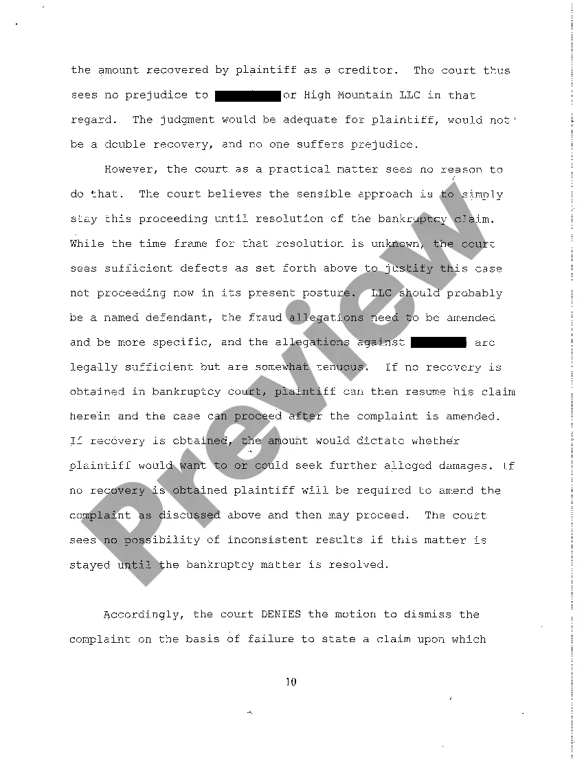 Preview A10 Ruling and Order Denying Defendant's Request to Dismiss